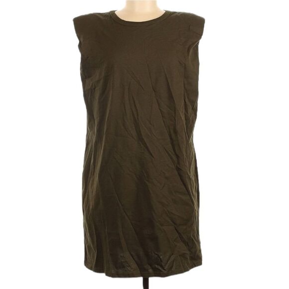 ET CLET Los Angeles Padded Shoulder Pocket Muscle Shirt Dress M - Picture 2 of 7